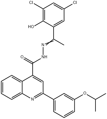 (Z)-N'-(1-(3,5-dichloro-2-hydroxyphenyl)ethylidene)-2-(3-isopropoxyphenyl)quinoline-4-carbohydrazide Struktur