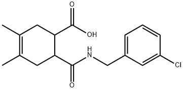 6-((3-chlorobenzyl)carbamoyl)-3,4-dimethylcyclohex-3-enecarboxylic acid Struktur