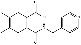 3,4-dimethyl-6-((pyridin-4-ylmethyl)carbamoyl)cyclohex-3-enecarboxylic acid Struktur