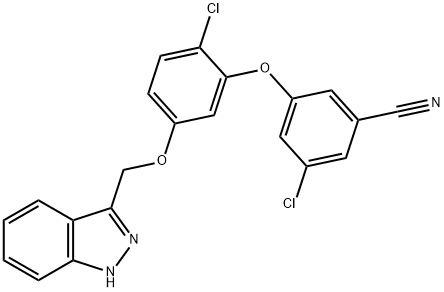 3-(5-((1H-indazol-3-yl)methoxy)-2-chlorophenoxy)-5-chlorobenzonitrile Struktur