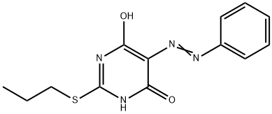 4(3H)-Pyrimidinone, 6-hydroxy-5-(2-phenyldiazenyl)-2-(propylthio)- Struktur