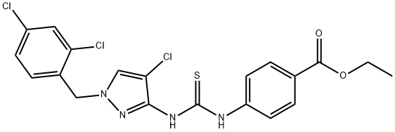 ethyl 4-(3-(4-chloro-1-(2,4-dichlorobenzyl)-1H-pyrazol-3(2H)-ylidene)thioureido)benzoate Struktur