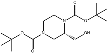 (S)-DI-TERT-BUTYL 2-(HYDROXYMETHYL)PIPERAZINE-1,4-DICARBOXYLATE Struktur