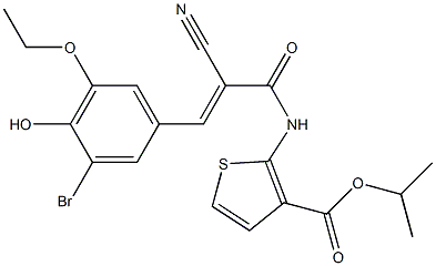 (E)-isopropyl 2-(3-(3-bromo-5-ethoxy-4-hydroxyphenyl)-2-cyanoacrylamido)thiophene-3-carboxylate Struktur