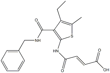 (E)-4-((3-(benzylcarbamoyl)-4-ethyl-5-methylthiophen-2-yl)amino)-4-oxobut-2-enoic acid Struktur