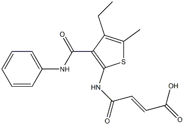 (E)-4-((4-ethyl-5-methyl-3-(phenylcarbamoyl)thiophen-2-yl)amino)-4-oxobut-2-enoic acid Struktur