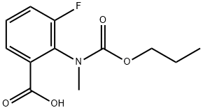 3-fluoro-2-(methyl(propoxycarbonyl)amino)benzoic acid Struktur