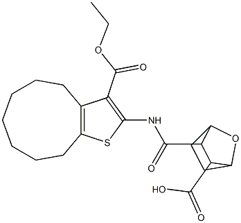 3-((3-(ethoxycarbonyl)-5,6,7,8,9,10-hexahydro-4H-cyclonona[b]thiophen-2-yl)carbamoyl)-7-oxabicyclo[2.2.1]heptane-2-carboxylic acid Struktur