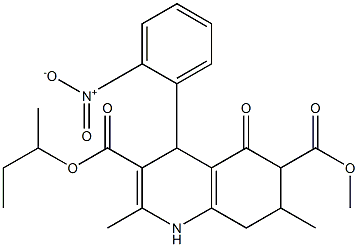 3-sec-butyl 6-methyl 2,7-dimethyl-4-(2-nitrophenyl)-5-oxo-1,4,5,6,7,8-hexahydroquinoline-3,6-dicarboxylate Struktur