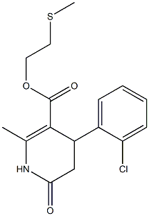 2-(methylthio)ethyl 4-(2-chlorophenyl)-2-methyl-6-oxo-1,4,5,6-tetrahydropyridine-3-carboxylate Struktur