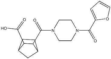 3-(4-(furan-2-carbonyl)piperazine-1-carbonyl)bicyclo[2.2.1]heptane-2-carboxylic acid Struktur