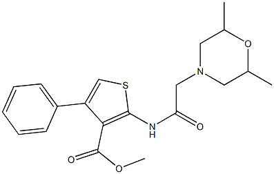 methyl 2-(2-(2,6-dimethylmorpholino)acetamido)-4-phenylthiophene-3-carboxylate Struktur