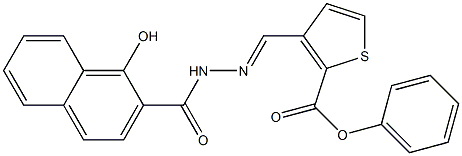 (E)-3-((2-(1-hydroxy-2-naphthoyl)hydrazono)methyl)phenyl thiophene-2-carboxylate Struktur