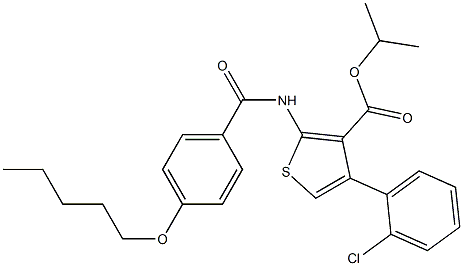 isopropyl 4-(2-chlorophenyl)-2-(4-(pentyloxy)benzamido)thiophene-3-carboxylate Struktur