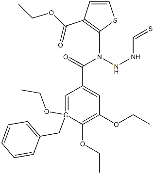 ethyl 5-benzyl-2-(2-(3,4,5-triethoxybenzoyl)hydrazinecarbothioamido)thiophene-3-carboxylate Struktur