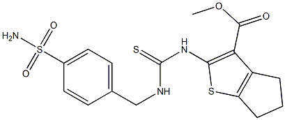 methyl 2-(3-(4-sulfamoylbenzyl)thioureido)-5,6-dihydro-4H-cyclopenta[b]thiophene-3-carboxylate Struktur