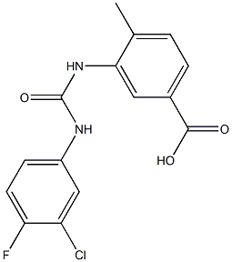 3-(3-(3-chloro-4-fluorophenyl)ureido)-4-methylbenzoic acid Struktur