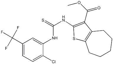 methyl 2-(3-(2-chloro-5-(trifluoromethyl)phenyl)thioureido)-5,6,7,8-tetrahydro-4H-cyclohepta[b]thiophene-3-carboxylate Struktur