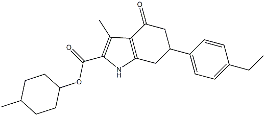 4-methylcyclohexyl 6-(4-ethylphenyl)-3-methyl-4-oxo-4,5,6,7-tetrahydro-1H-indole-2-carboxylate Struktur