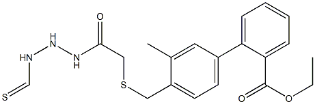 ethyl 4-(2-(2-((2-methylbenzyl)thio)acetyl)hydrazinecarbothioamido)benzoate Struktur