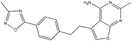 2-methyl-5-(4-(3-methyl-1,2,4-oxadiazol-5-yl)phenethyl)furo[2,3-d]pyrimidin-4-amine Struktur