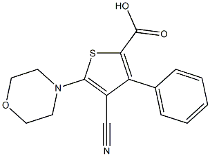 4-cyano-5-morpholino-3-phenylthiophene-2-carboxylic acid Struktur