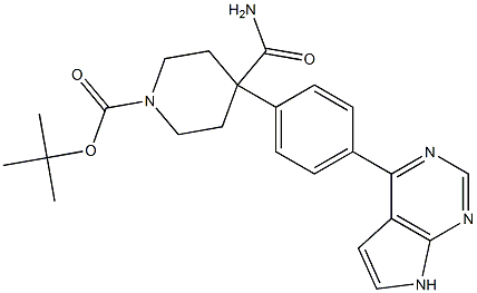 tert-butyl 4-(4-(7H-pyrrolo[2,3-d]pyrimidin-4-yl)phenyl)-4-carbamoylpiperidine-1-carboxylate Struktur