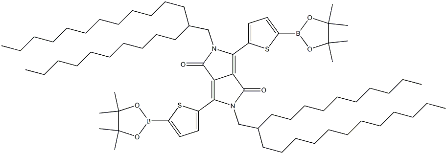 2,5-Bis-(2-decyl-tetradecyl)-3,6-bis-[5-(4,4,5,5-tetramethyl-[1,3,2]dioxaborolan-2-yl)-thiophen-2-yl]-2,5-dihydro-pyrrolo[3,4-c]pyrrole-1,4-dione Struktur