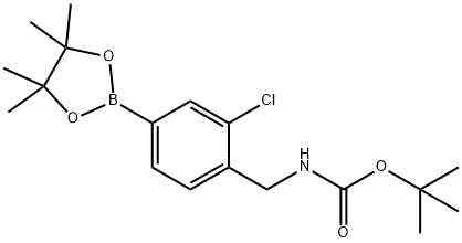 tert-butyl 2-chloro-4-(4,4,5,5-tetramethyl-1,3,2-dioxaborolan-2-yl)benzylcarbamate Struktur