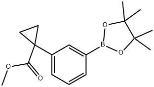 methyl 1-[3-(tetramethyl-1,3,2-dioxaborolan-2-yl)phenyl]cyclopropane-1-carboxylate Struktur