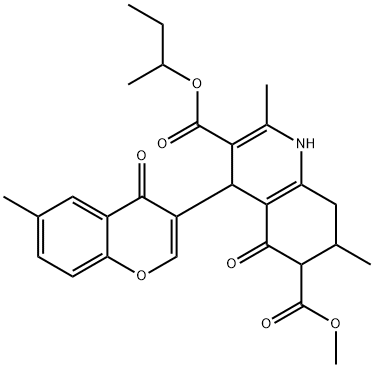 3-sec-butyl 6-methyl 2,7-dimethyl-4-(6-methyl-4-oxo-4H-chromen-3-yl)-5-oxo-1,4,5,6,7,8-hexahydroquinoline-3,6-dicarboxylate Struktur