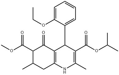 3-isopropyl 6-methyl 4-(2-ethoxyphenyl)-2,7-dimethyl-5-oxo-1,4,5,6,7,8-hexahydroquinoline-3,6-dicarboxylate Struktur