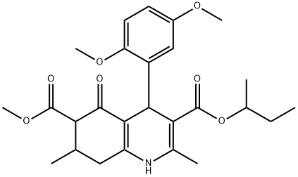 3-sec-butyl 6-methyl 4-(2,5-dimethoxyphenyl)-2,7-dimethyl-5-oxo-1,4,5,6,7,8-hexahydroquinoline-3,6-dicarboxylate Struktur