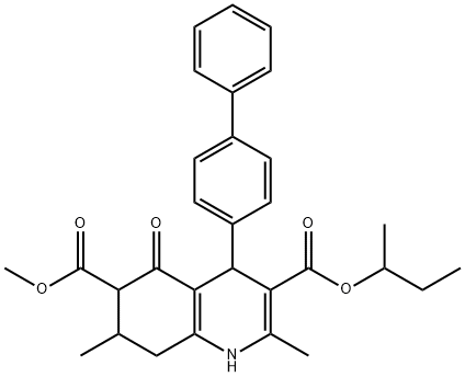 3-sec-butyl 6-methyl 4-([1,1'-biphenyl]-4-yl)-2,7-dimethyl-5-oxo-1,4,5,6,7,8-hexahydroquinoline-3,6-dicarboxylate Struktur