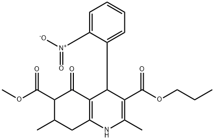 6-methyl 3-propyl 2,7-dimethyl-4-(2-nitrophenyl)-5-oxo-1,4,5,6,7,8-hexahydroquinoline-3,6-dicarboxylate Struktur