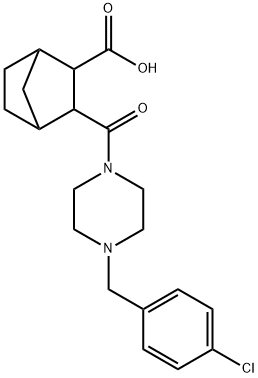 3-(4-(4-chlorobenzyl)piperazine-1-carbonyl)bicyclo[2.2.1]heptane-2-carboxylic acid Struktur