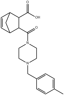 3-(4-(4-methylbenzyl)piperazine-1-carbonyl)bicyclo[2.2.1]hept-5-ene-2-carboxylic acid Struktur