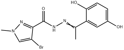 4-bromo-N'-[1-(2,5-dihydroxyphenyl)ethylidene]-1-methyl-1H-pyrazole-3-carbohydrazide Struktur