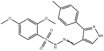 (Z)-2,4-dimethoxy-N'-((3-(p-tolyl)-1H-pyrazol-4-yl)methylene)benzenesulfonohydrazide Struktur