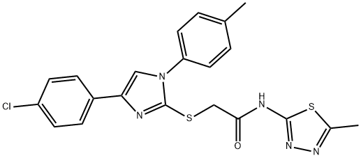 2-{[4-(4-chlorophenyl)-1-(4-methylphenyl)-1H-imidazol-2-yl]sulfanyl}-N-(5-methyl-1,3,4-thiadiazol-2-yl)acetamide Struktur