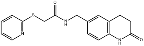 N-[(2-oxo-1,2,3,4-tetrahydro-6-quinolinyl)methyl]-2-(2-pyridinylsulfanyl)acetamide Structure