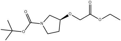 (3S)-3-(2-ethoxy-2-oxoethoxy)-1-pyrrolidinecarboxylic acid 1,1-dimethylethyl ester Struktur