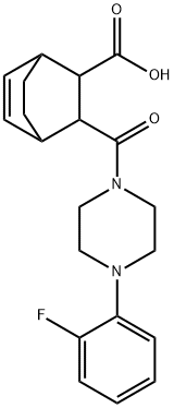 3-(4-(2-fluorophenyl)piperazine-1-carbonyl)bicyclo[2.2.2]oct-5-ene-2-carboxylic acid Struktur