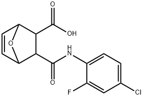 3-((4-chloro-2-fluorophenyl)carbamoyl)-7-oxabicyclo[2.2.1]hept-5-ene-2-carboxylic acid Struktur