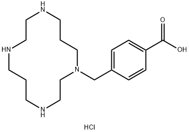 4-((1,4,8,11-tetraazacyclotetradecan-1-yl)methyl)benzoic acid tetrahydrochloride Struktur