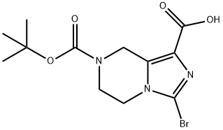 3-bromo-7-(tert-butoxycarbonyl)-5,6,7,8-tetrahydroimidazo[1,5-a]pyrazine-1-carboxylic acid Struktur