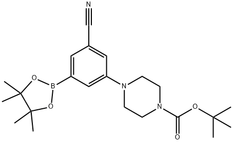 tert-butyl 4-(3-cyano-5-(4,4,5,5-tetramethyl-1,3,2-dioxaborolan-2-yl)phenyl)piperazine-1-carboxylate Struktur