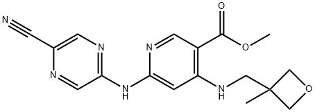 Methyl 6-((5-cyanopyrazin-2-yl)amino)-4-(methyl(3-methyloxetan-3-yl)amino)nicotinate Struktur