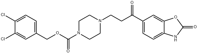 3,4-Dichlorobenzyl 4-(3-oxo-3-(2-oxo-2,3-dihydrobenzo[d]oxazol-6-yl)propyl)piperazine-1-carboxylate Struktur