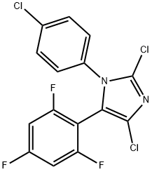 2,4-Dichloro-1-(4-chlorophenyl)-5-(2,4,6-trifluorophenyl)-1H-imidazole Struktur